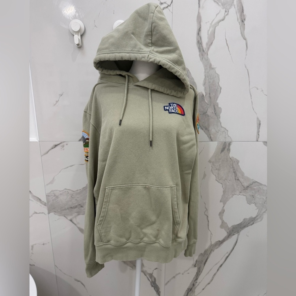 The North Face Novelty Patch Pullover Hoodie Sage Green Size L - Picture 2 of 8